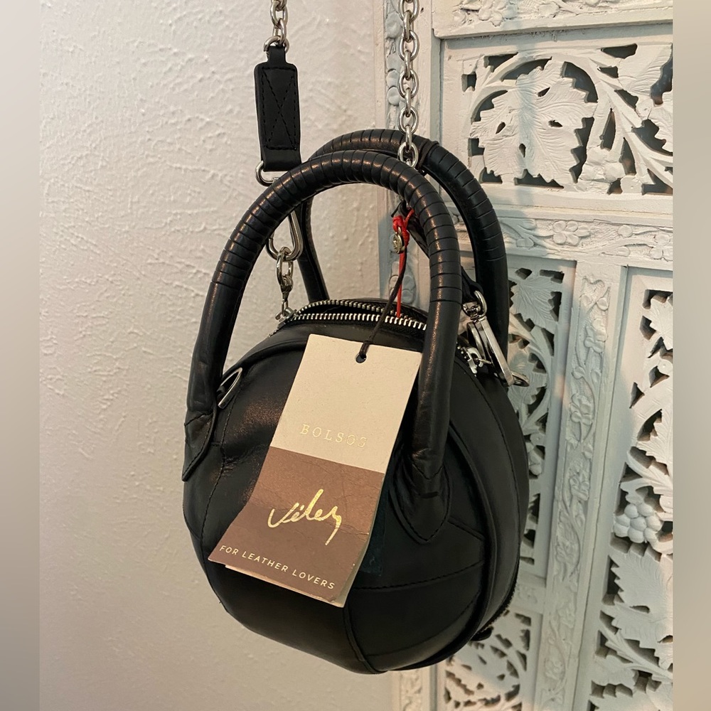 Velez Leather ball-shaped handbag